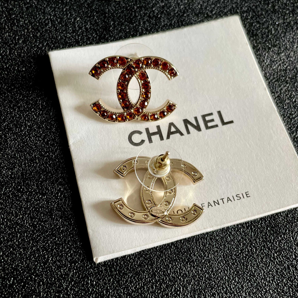 Chanel Interlocking C Crystal Accent Stud Earrings - album image 7