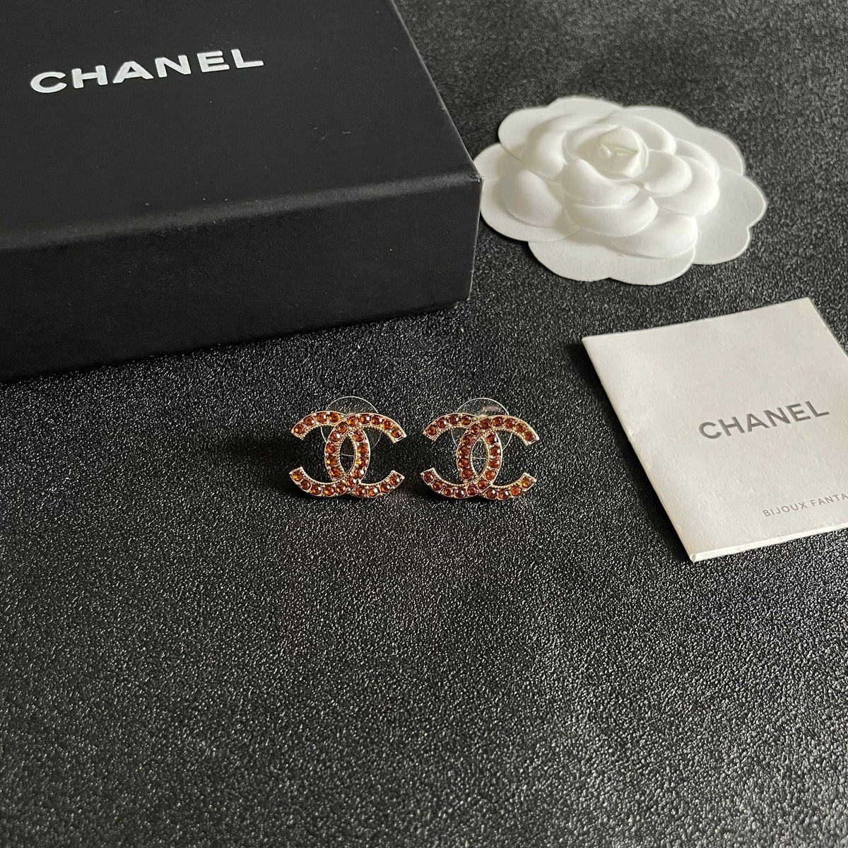 Chanel Interlocking C Crystal Accent Stud Earrings - album image 6