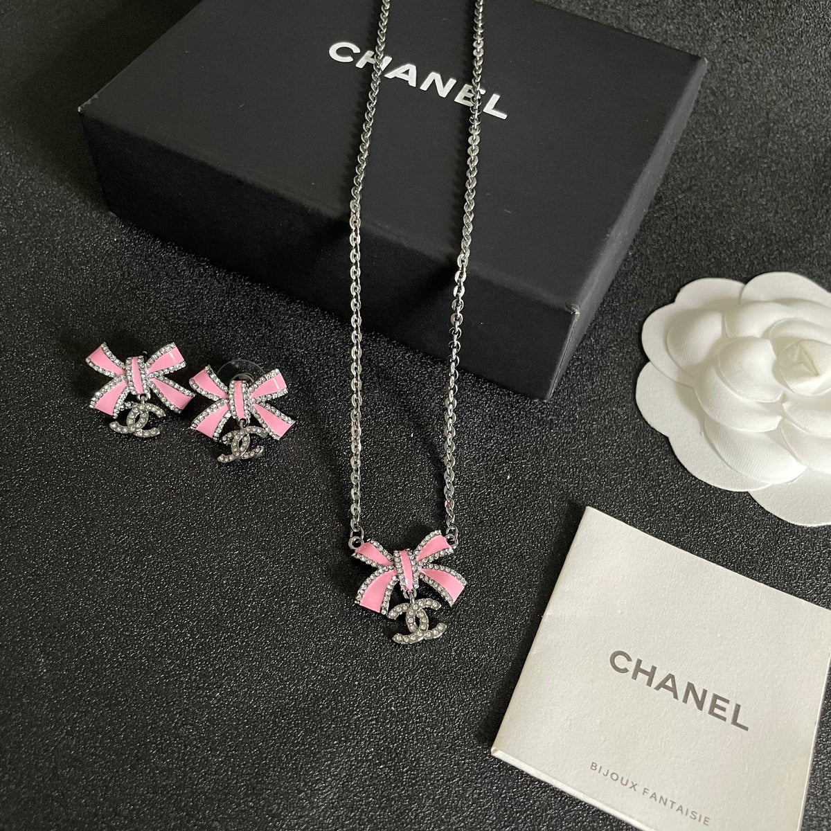 Chanel Interlocking C Bow Butterfly Crystal Accent Earrings - album image 10
