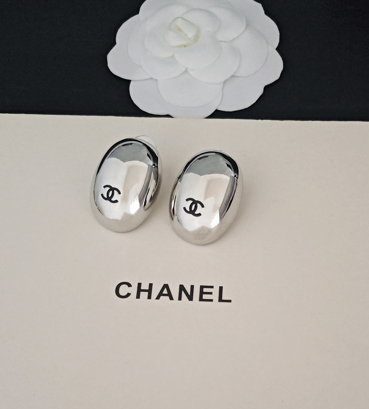 Chanel Silver-Tone Round CC Stud Earrings - album image 6