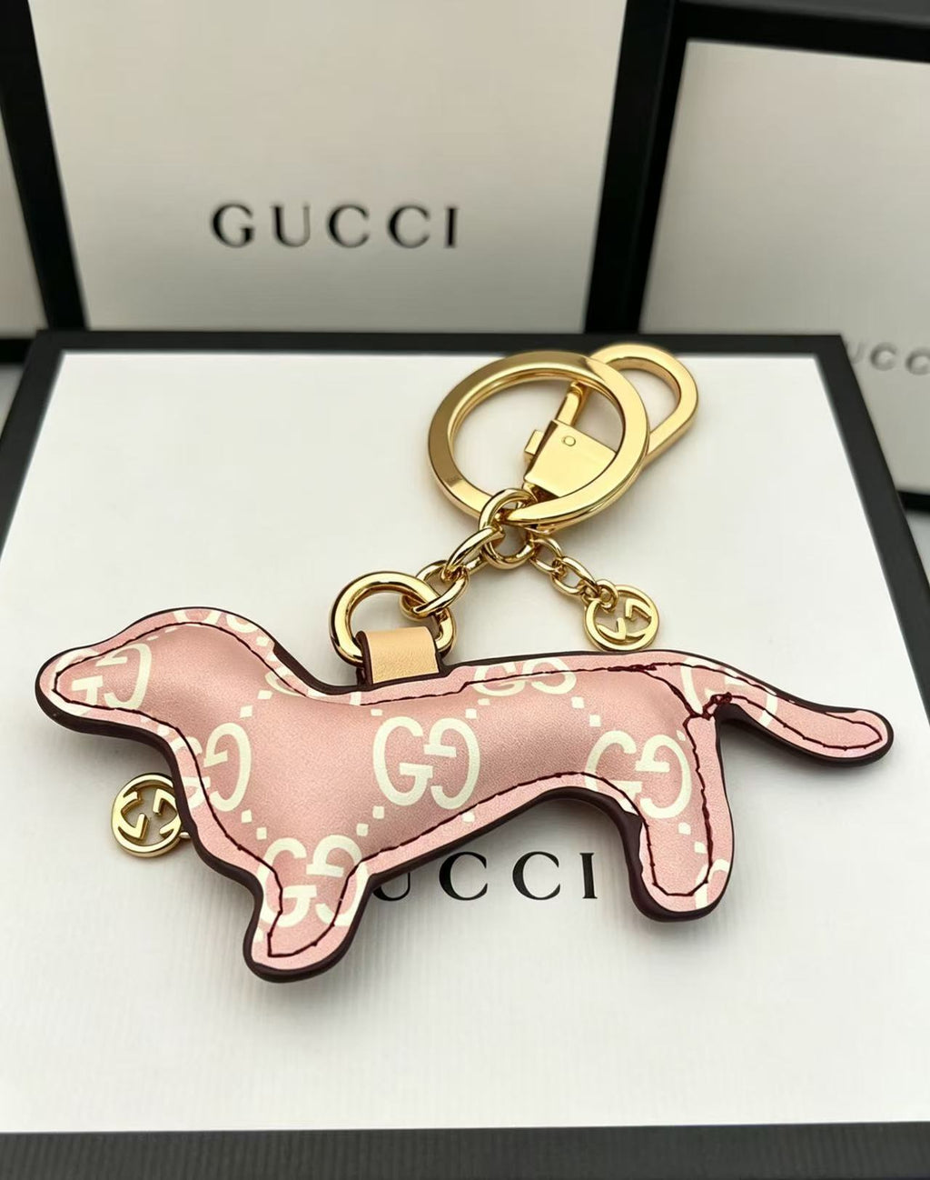 Gucci Interlocking G Key Monogram Leather Keychain - album image 4