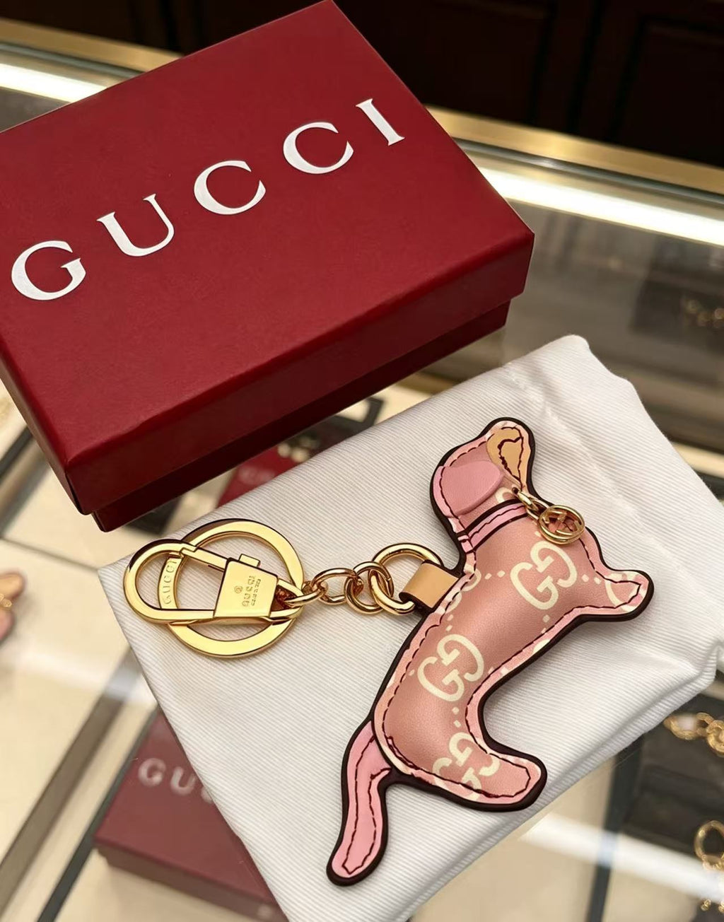 Gucci Interlocking G Key Monogram Leather Keychain - album image 3