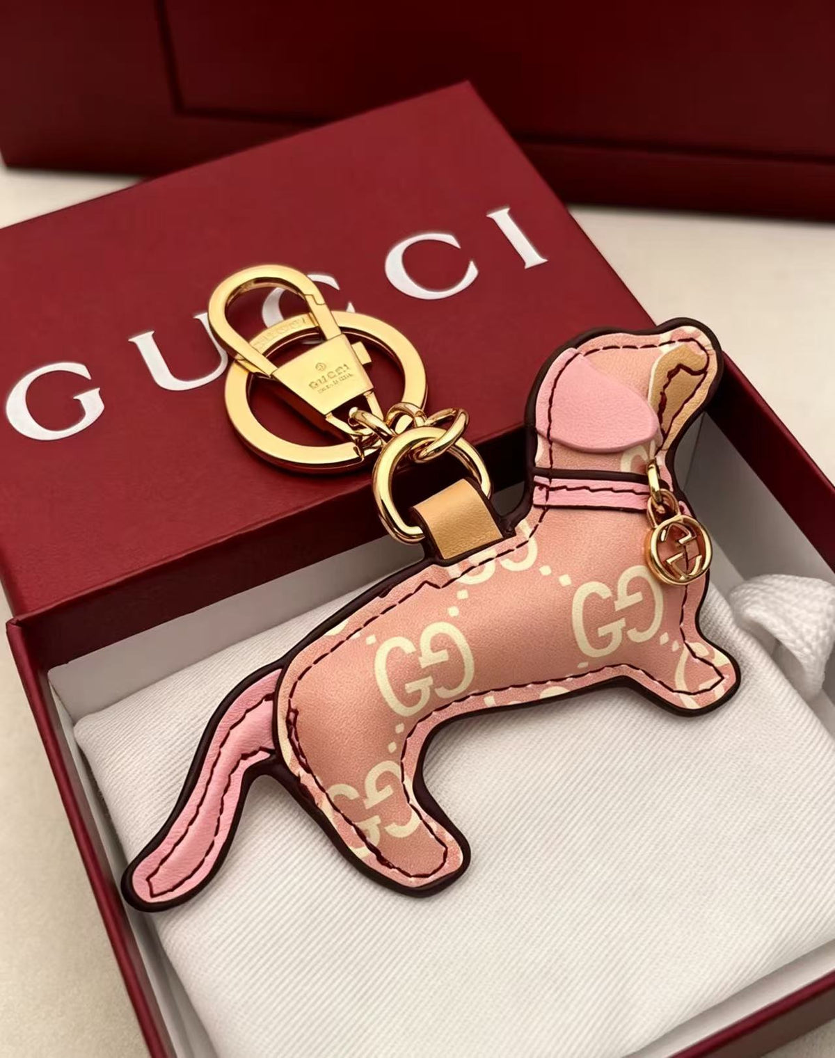 Gucci Interlocking G Key Monogram Leather Keychain - album image 2