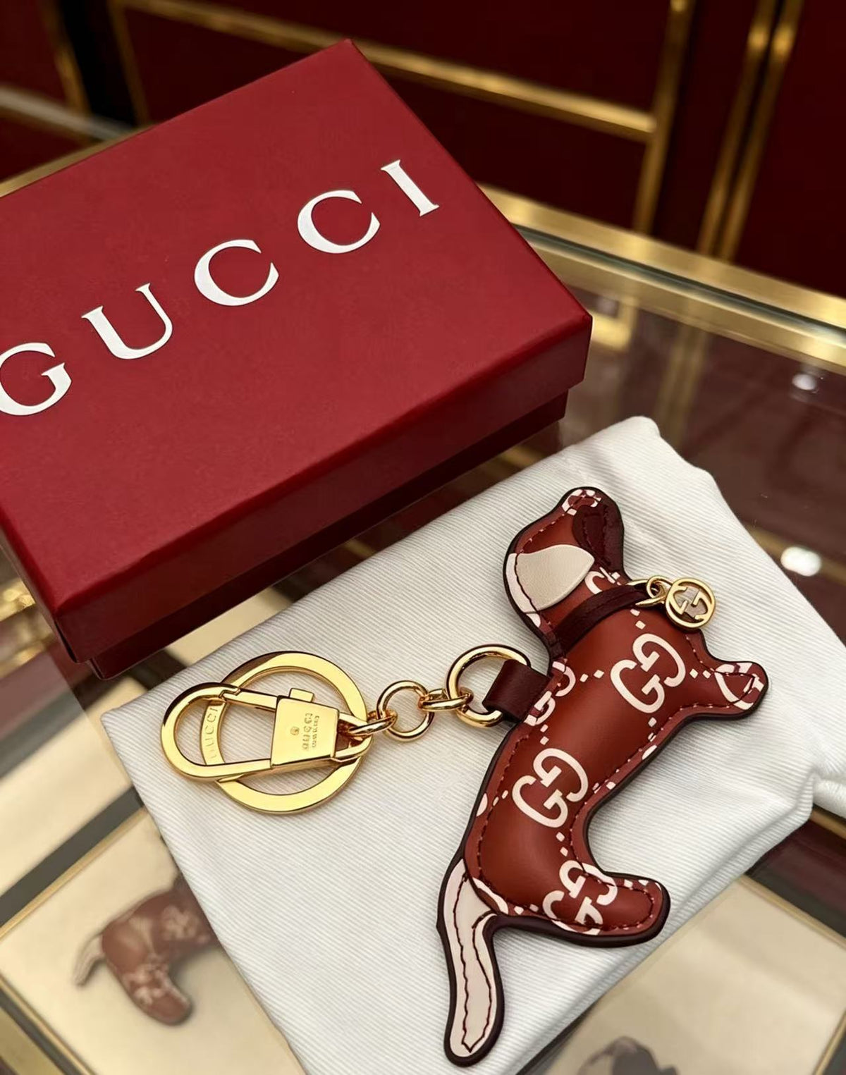 Gucci Interlocking G Key Monogram Leather Keychain - album image 3