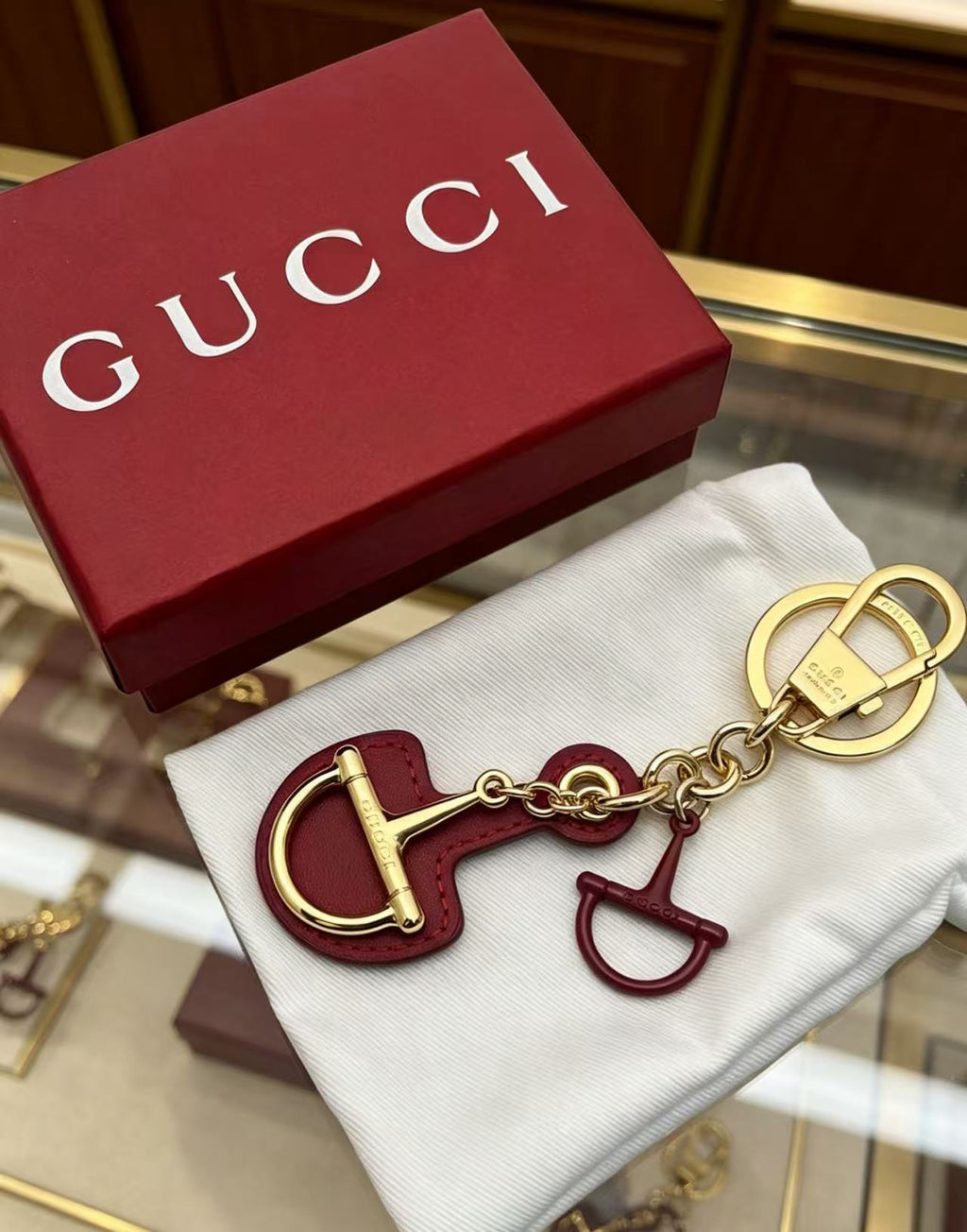 Gucci Key Red Leather Keychain - album image 1