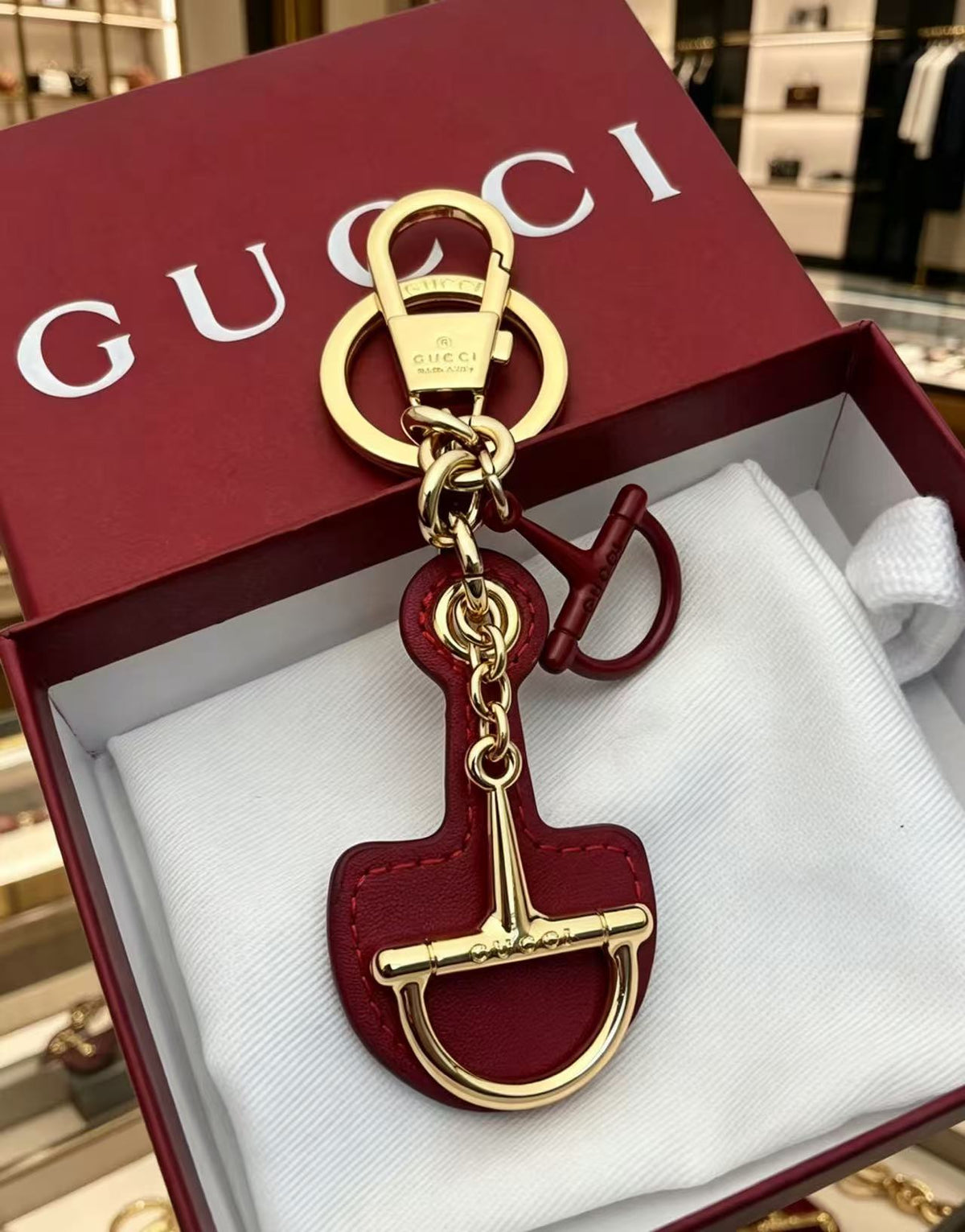 Gucci Key Red Leather Keychain - album image 2