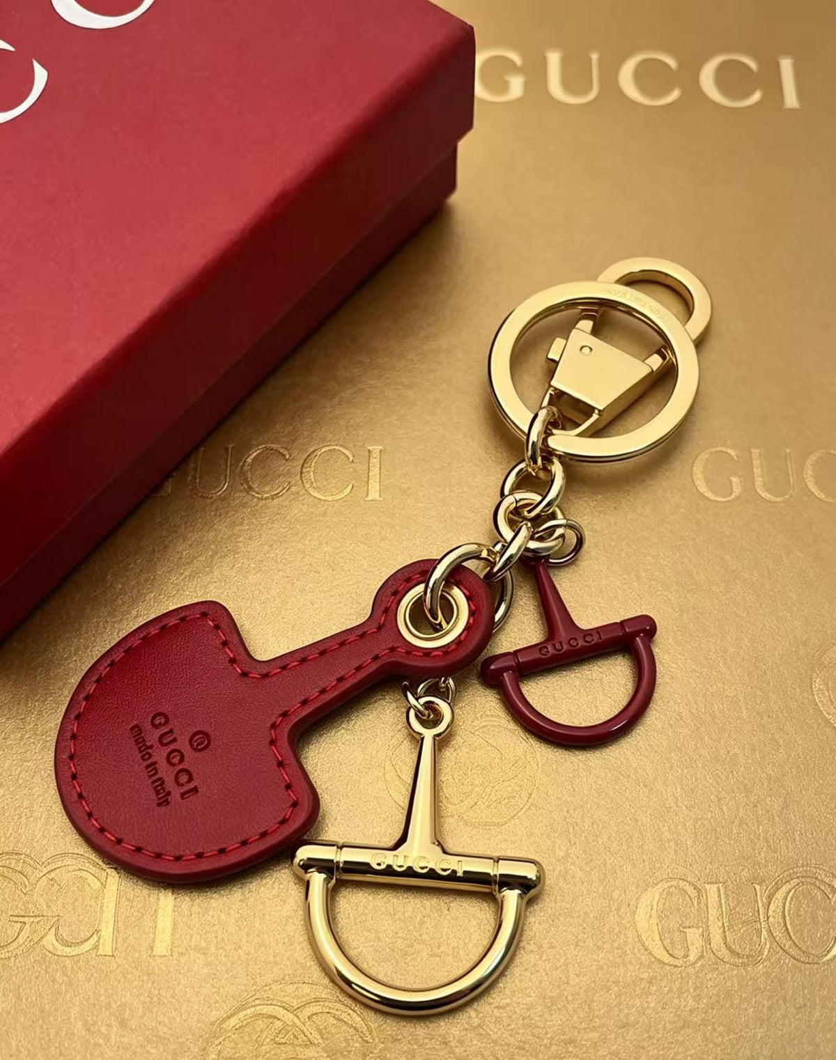 Gucci Key Red Leather Keychain - album image 5