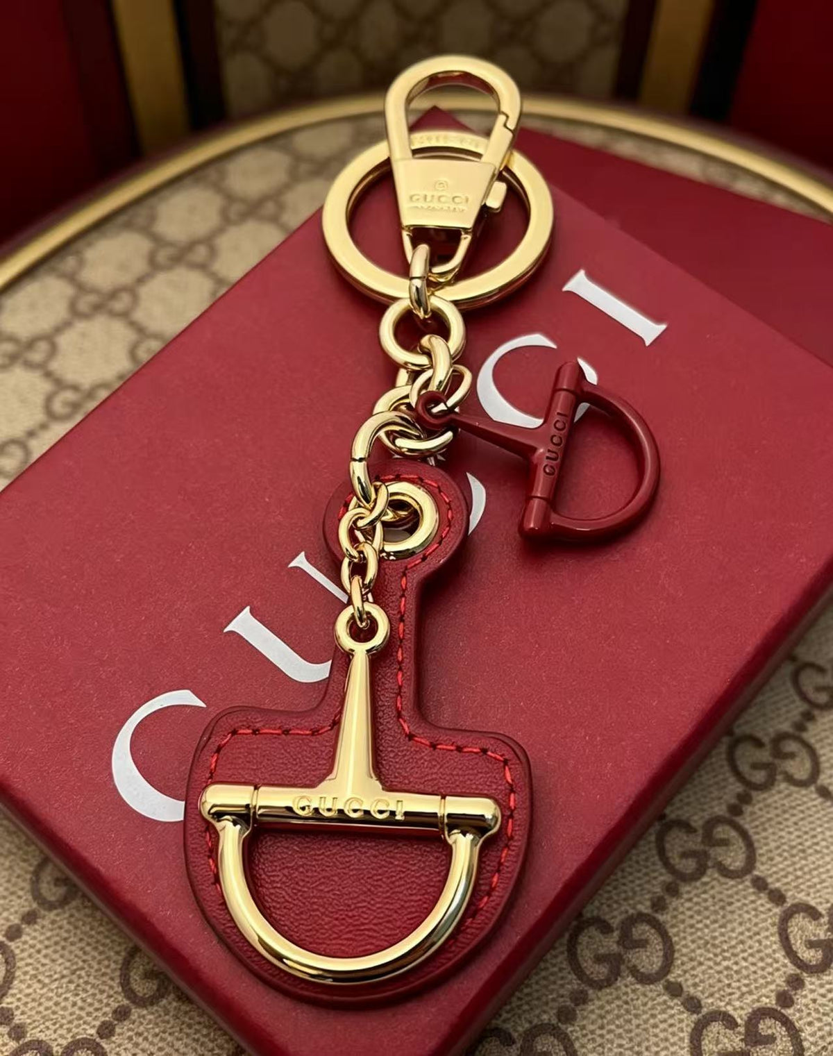 Gucci Key Red Leather Keychain - album image 3