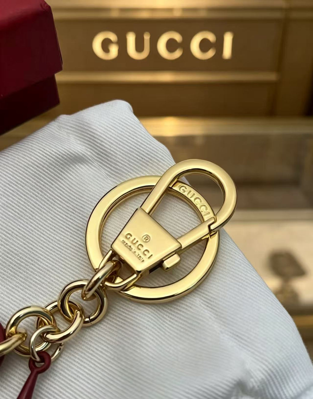 Gucci Key Red Leather Keychain - album image 6