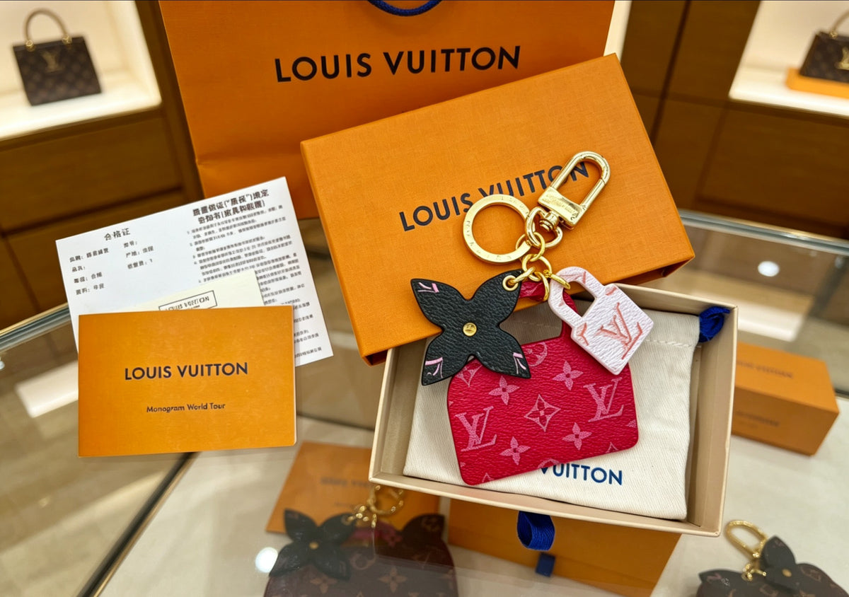 Louis Vuitton Fuchsia Red Gradient Monogram V Letter Keychain - album image 2