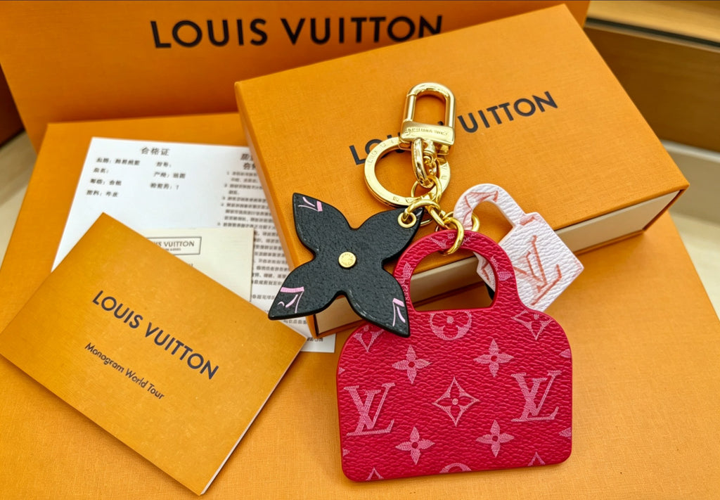 Louis Vuitton Fuchsia Red Gradient Monogram V Letter Keychain - album image 1