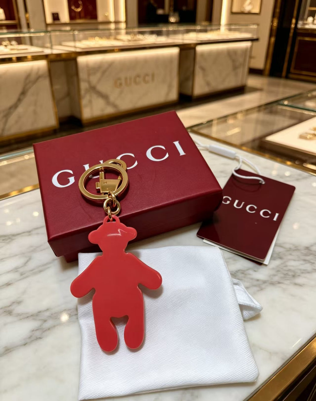 Gucci Key Gold-Tone Pink Crystal Accent Bag Charm - album image 6