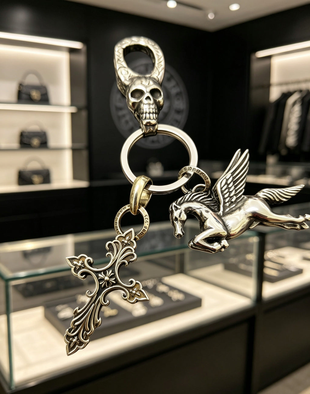 Chrome Hearts Carved Cross Pegasus Clip Charm - album image 2
