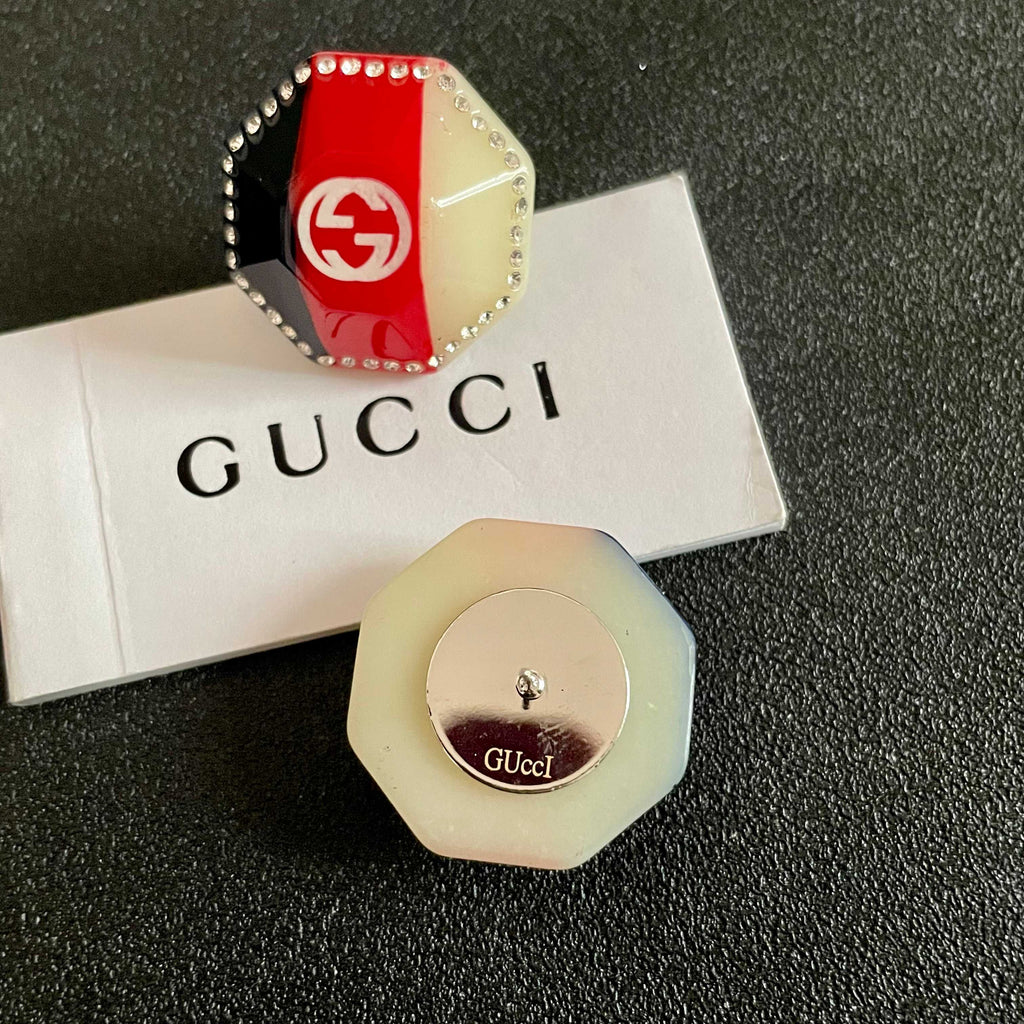 Gucci Gold-Tone Red Square Crystal Stud Earrings - album image 7