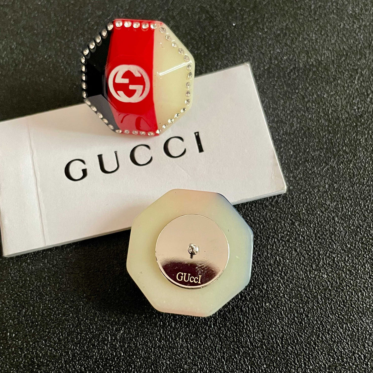 Gucci Gold-Tone Red Square Crystal Stud Earrings - album image 7