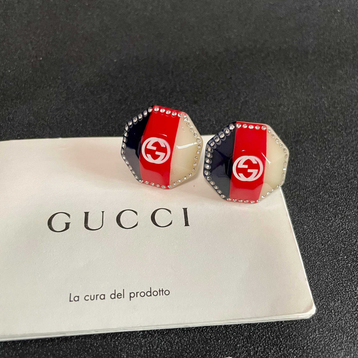 Gucci Gold-Tone Red Square Crystal Stud Earrings - album image 8