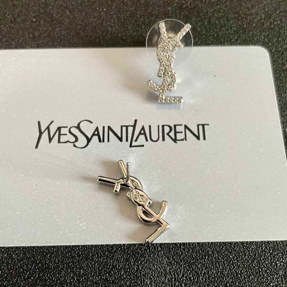 Saint Laurent Gold-Tone Mini Monogram Stud Earrings - album image 6