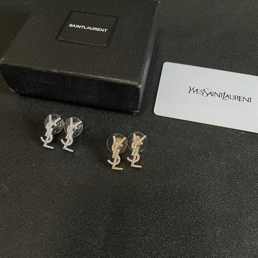Saint Laurent Gold-Tone Mini Monogram Stud Earrings - album image 9