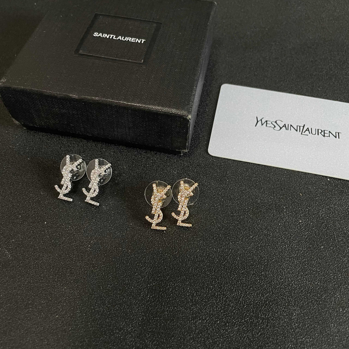 Saint Laurent Gold-Tone Mini Monogram Stud Earrings - album image 9