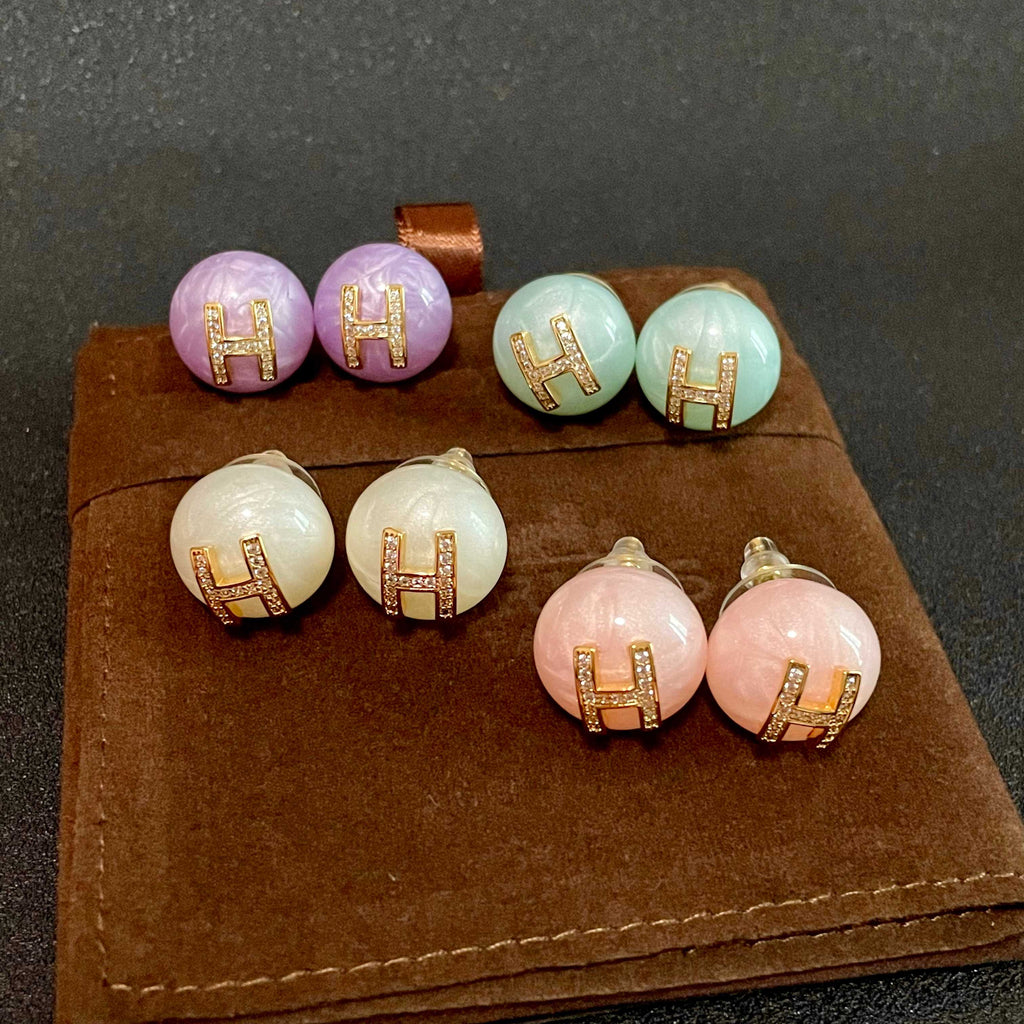 Hermès Pale Blue Round Stud Earrings - album image 9