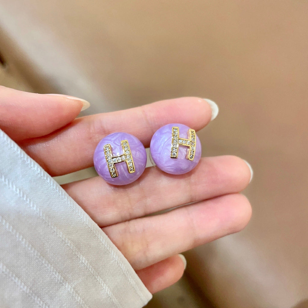 Hermès Purple Round Stud Earrings - album image 4