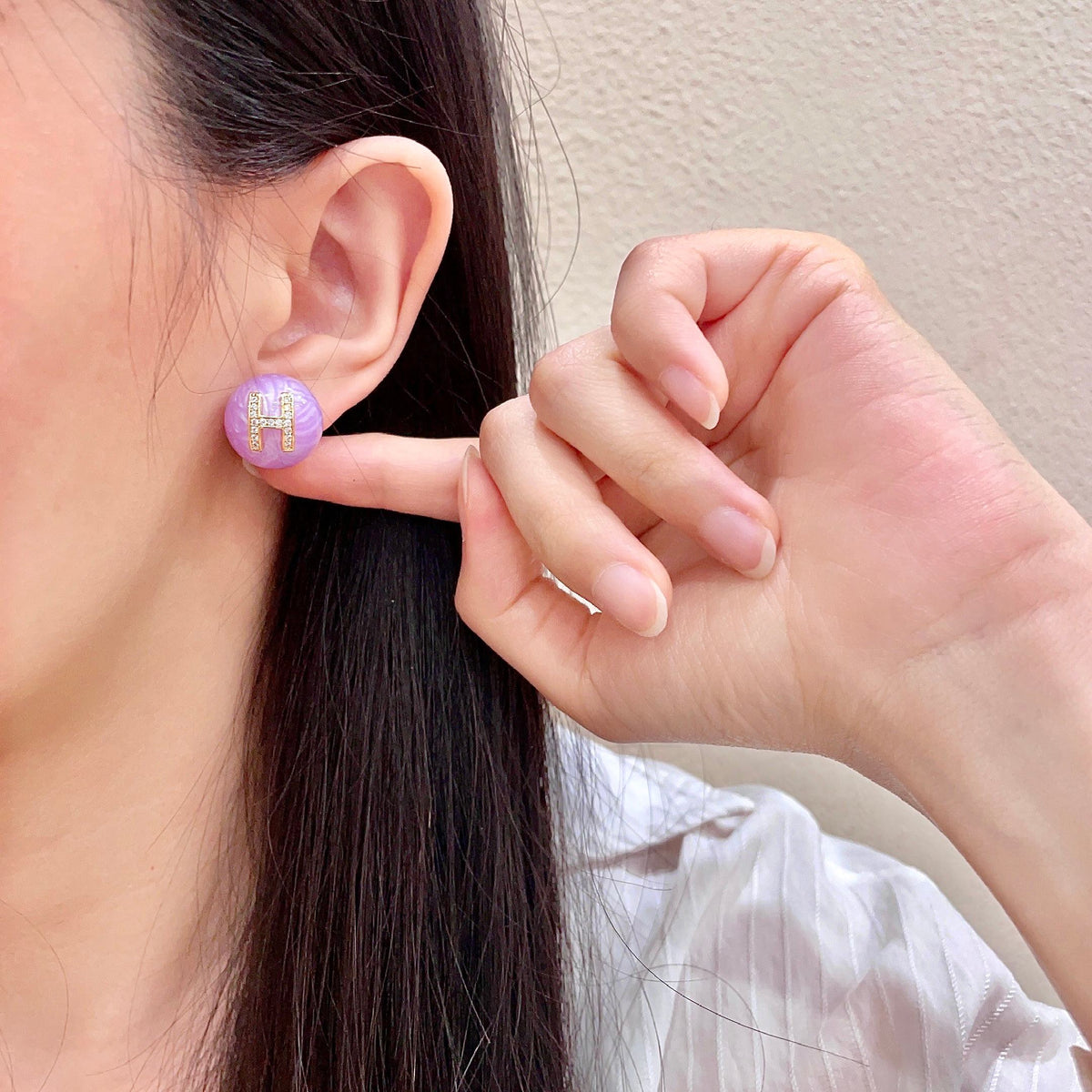 Hermès Purple Round Stud Earrings - album image 2