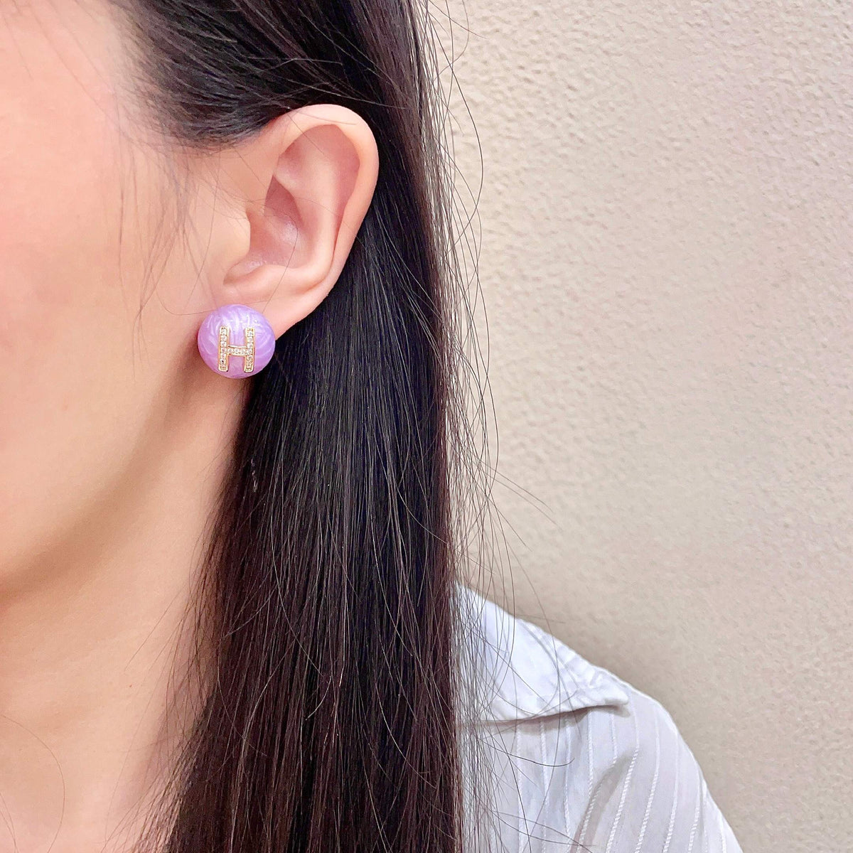 Hermès Purple Round Stud Earrings - album image 3
