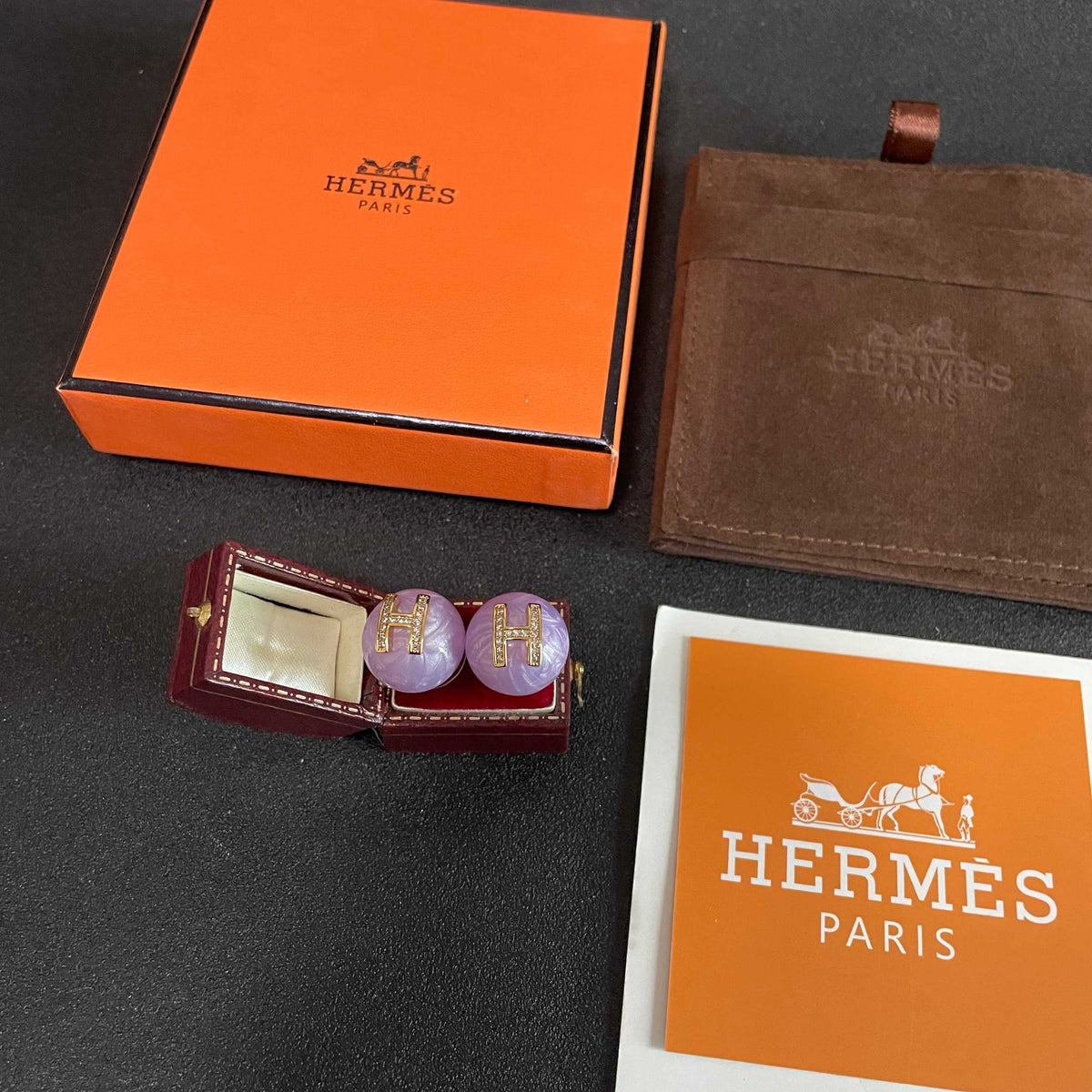 Hermès Purple Round Stud Earrings - album image 5