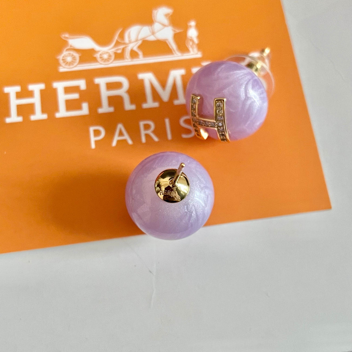 Hermès Purple Round Stud Earrings - album image 7