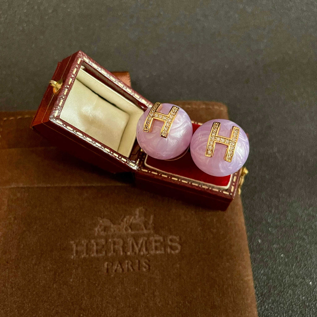 Hermès Purple Round Stud Earrings - album image 8