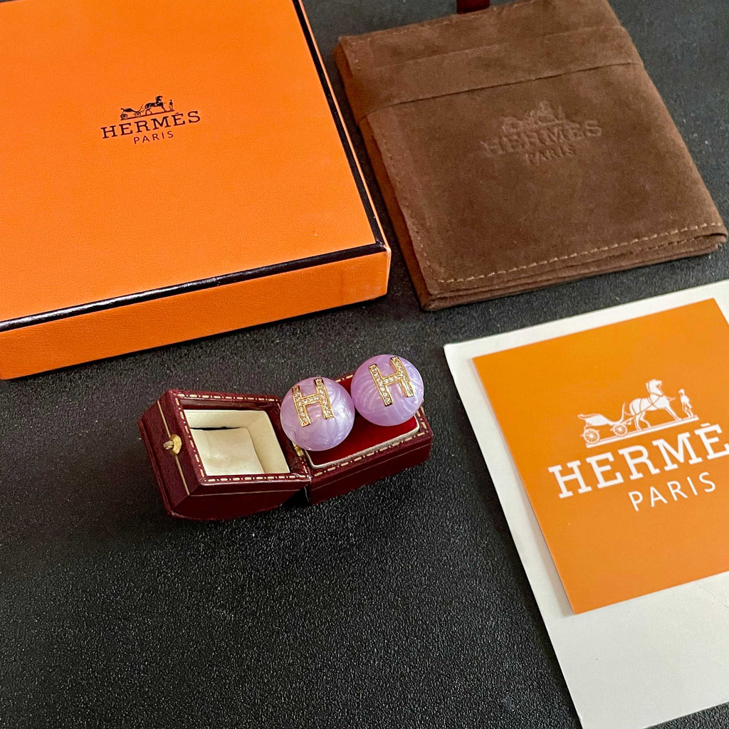 Hermès Purple Round Stud Earrings - album image 6