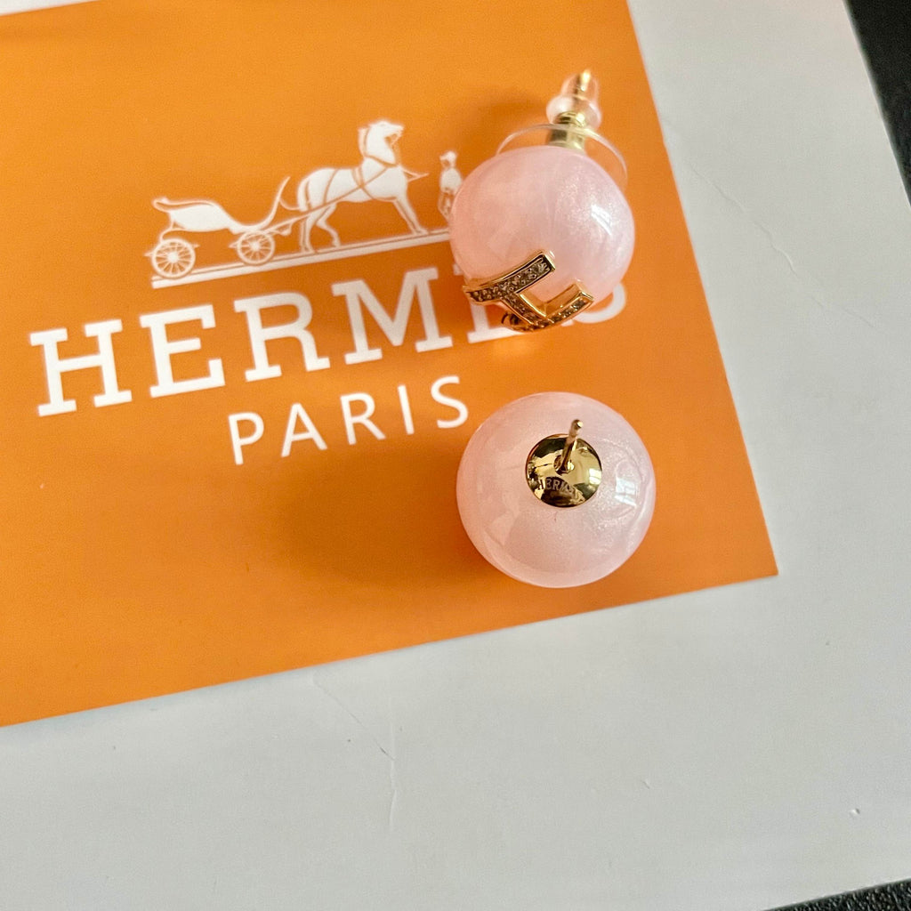 Hermès White Round Stud Earrings - album image 7