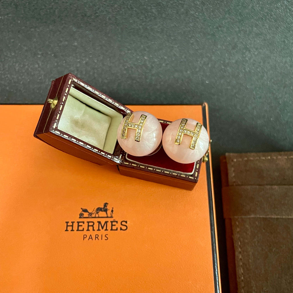 Hermès White Round Stud Earrings - album image 9