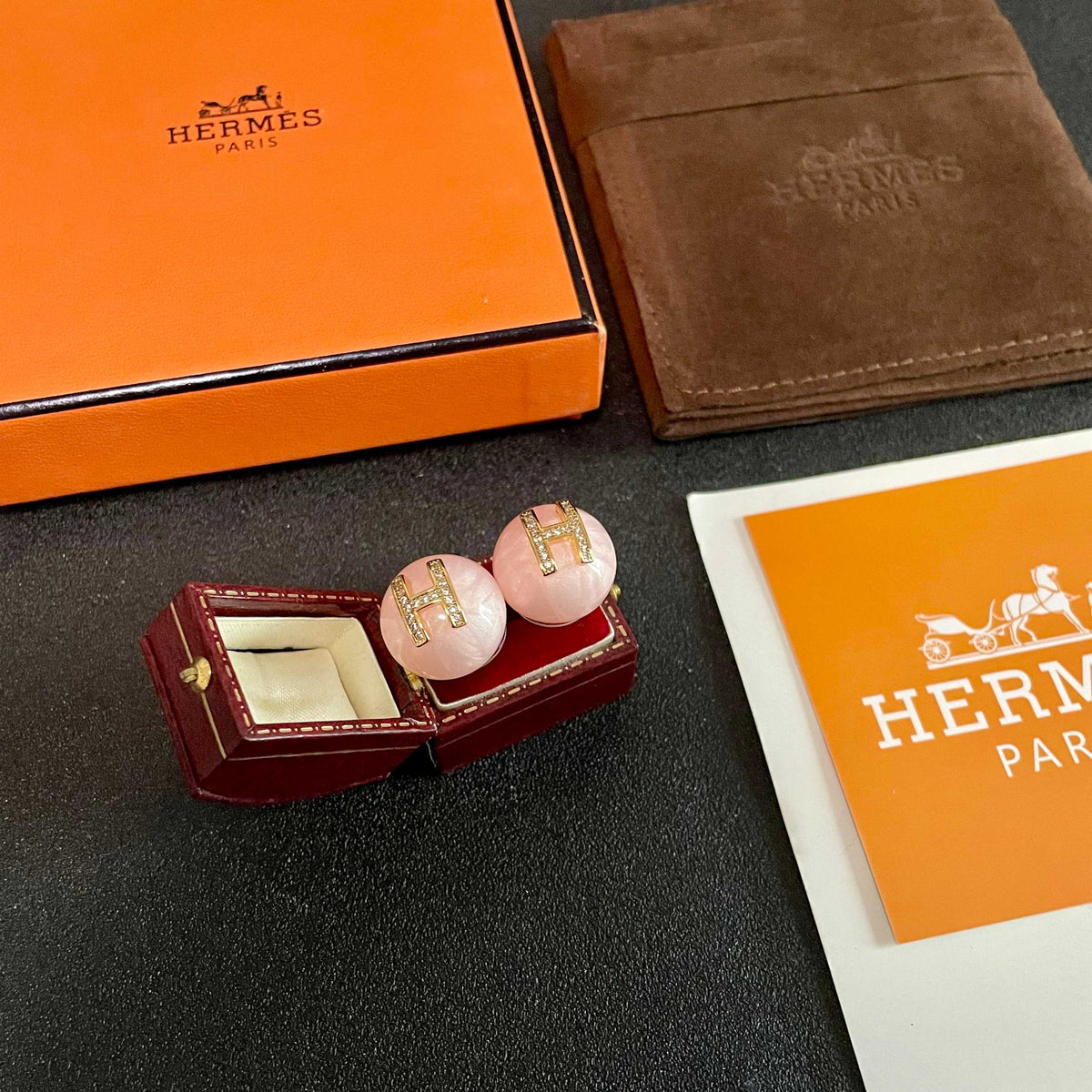 Hermès White Round Stud Earrings - album image 6