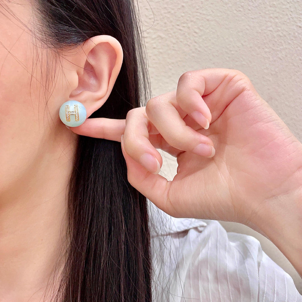 Hermès Pale Blue Round Stud Earrings - album image 2