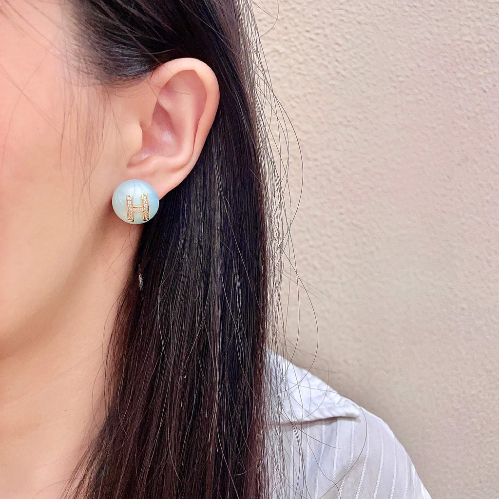 Hermès Pale Blue Round Stud Earrings - album image 3