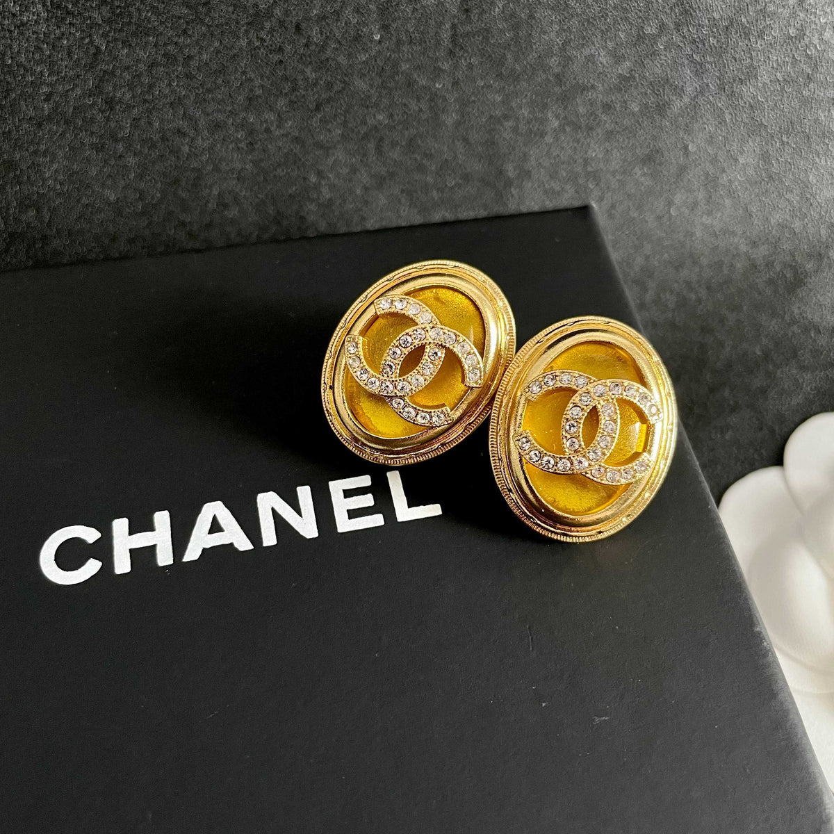 Chanel Interlocking C Crystal Accent Stud Earrings - album image 9
