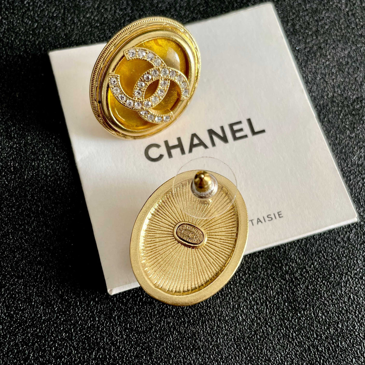Chanel Interlocking C Crystal Accent Stud Earrings - album image 7