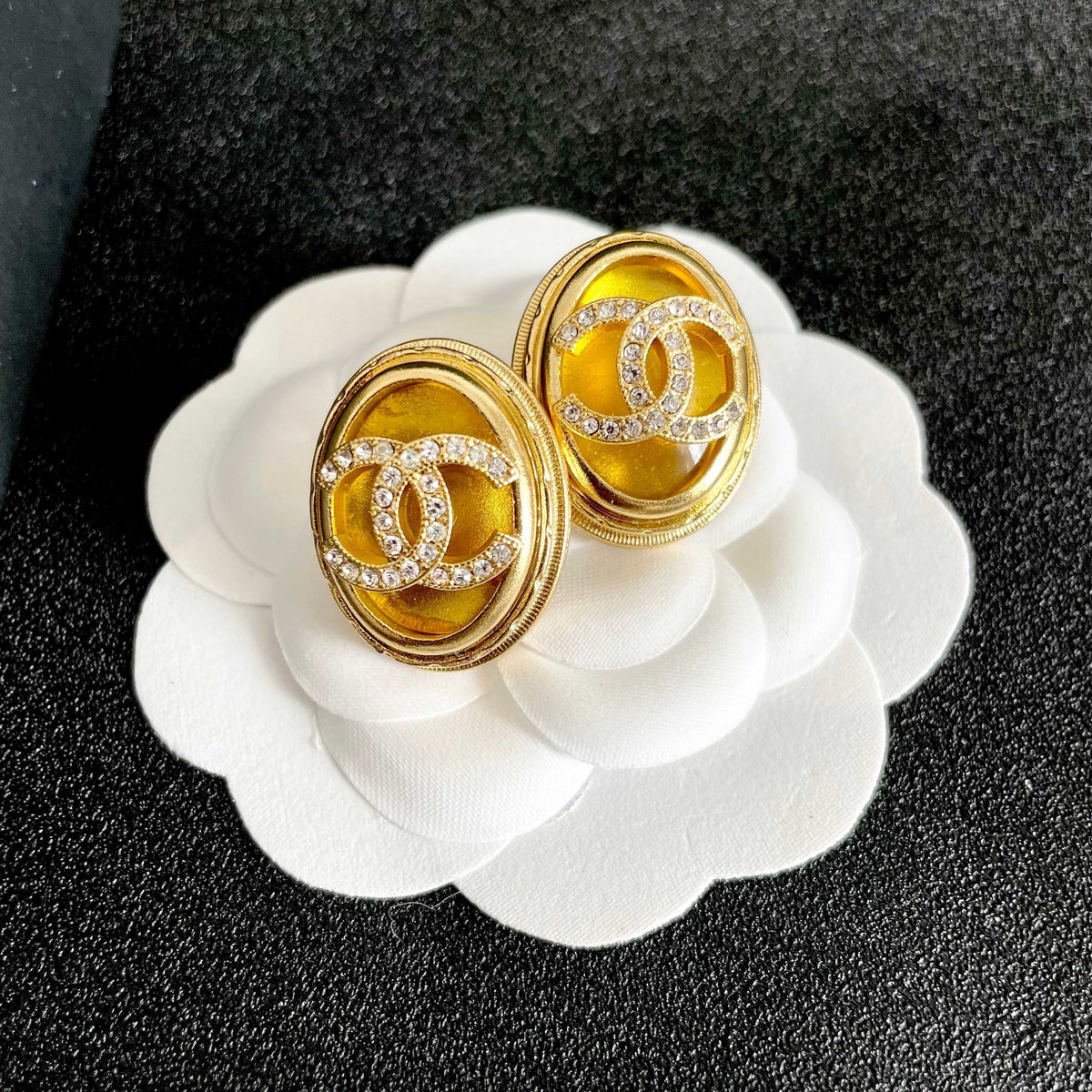 Chanel Interlocking C Crystal Accent Stud Earrings - album image 8