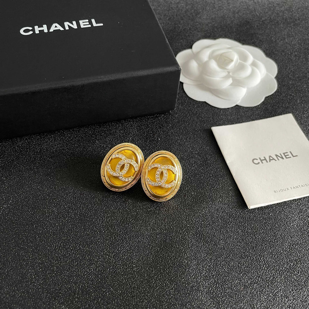 Chanel Interlocking C Crystal Accent Stud Earrings - album image 6