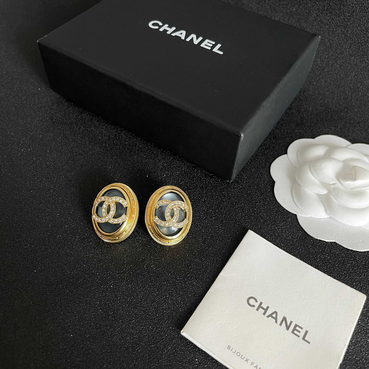 Chanel Interlocking C Crystal Accent Stud Earrings - album image 5