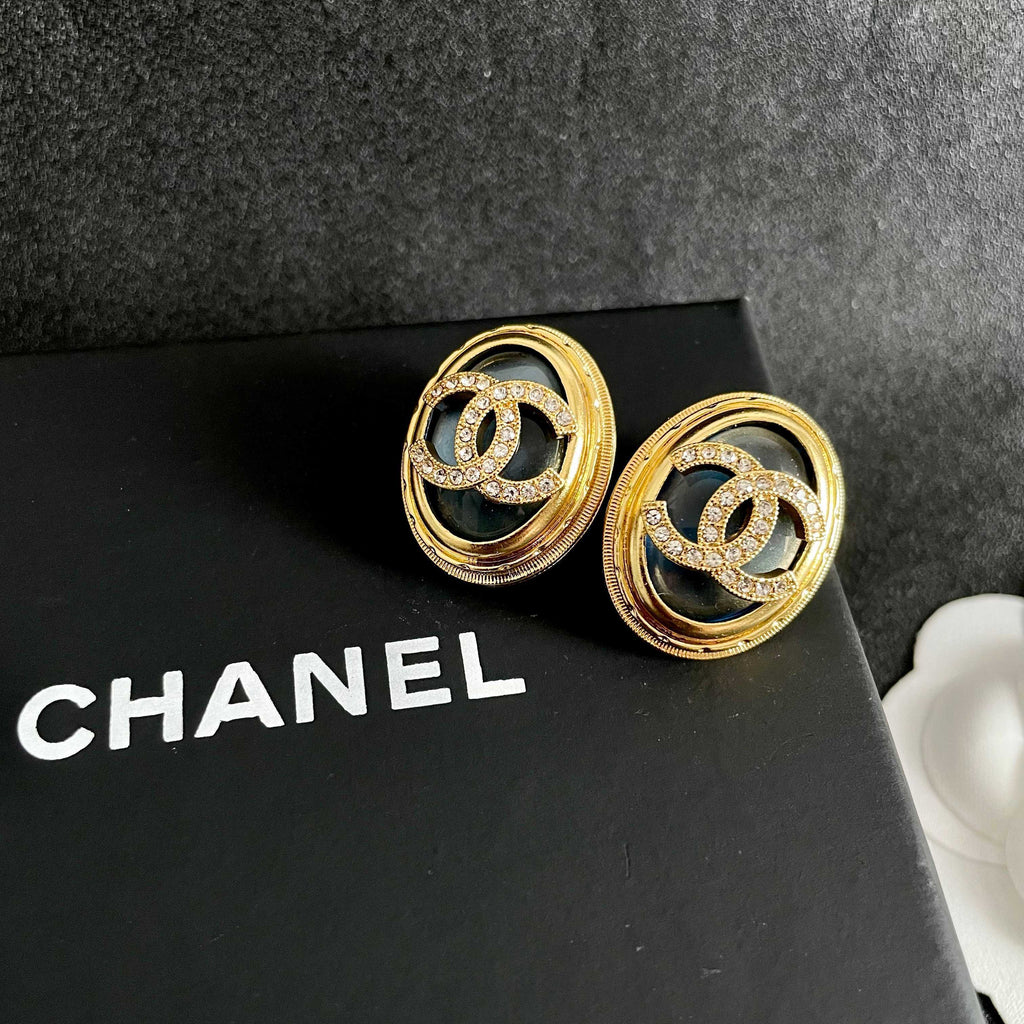 Chanel Interlocking C Crystal Accent Stud Earrings - album image 9