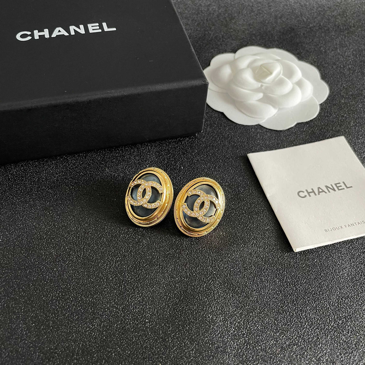 Chanel Interlocking C Crystal Accent Stud Earrings - album image 6