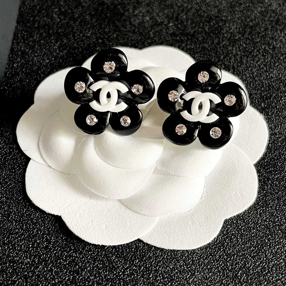 Chanel Interlocking C Camellia Stud Earrings - album image 8