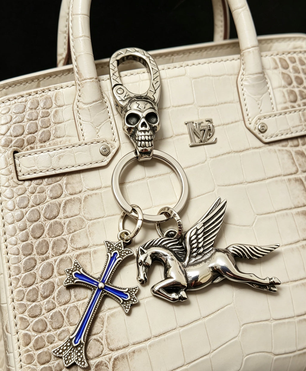 Chrome Hearts Blue Cross Pegasus Bag Charm - album image 3
