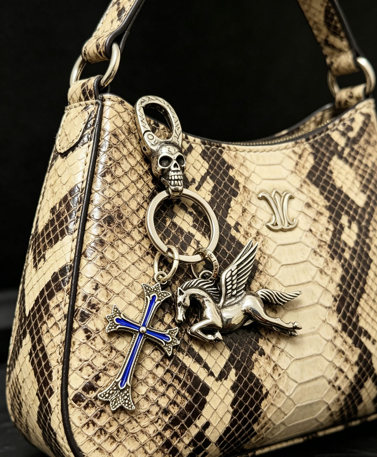 Chrome Hearts Blue Cross Pegasus Bag Charm - album image 1