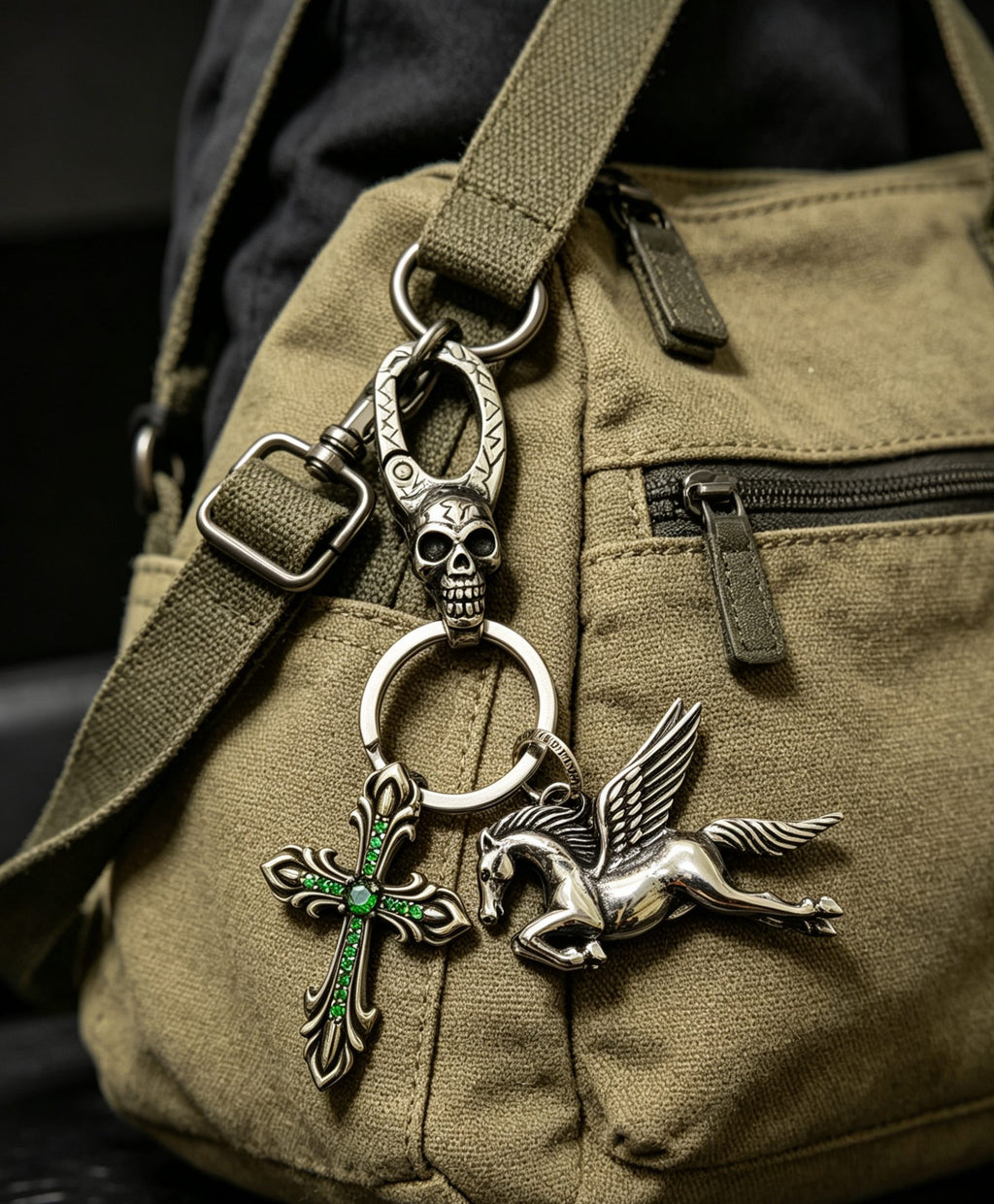 Chrome Hearts Green Cross Pegasus Keychain - album image 2