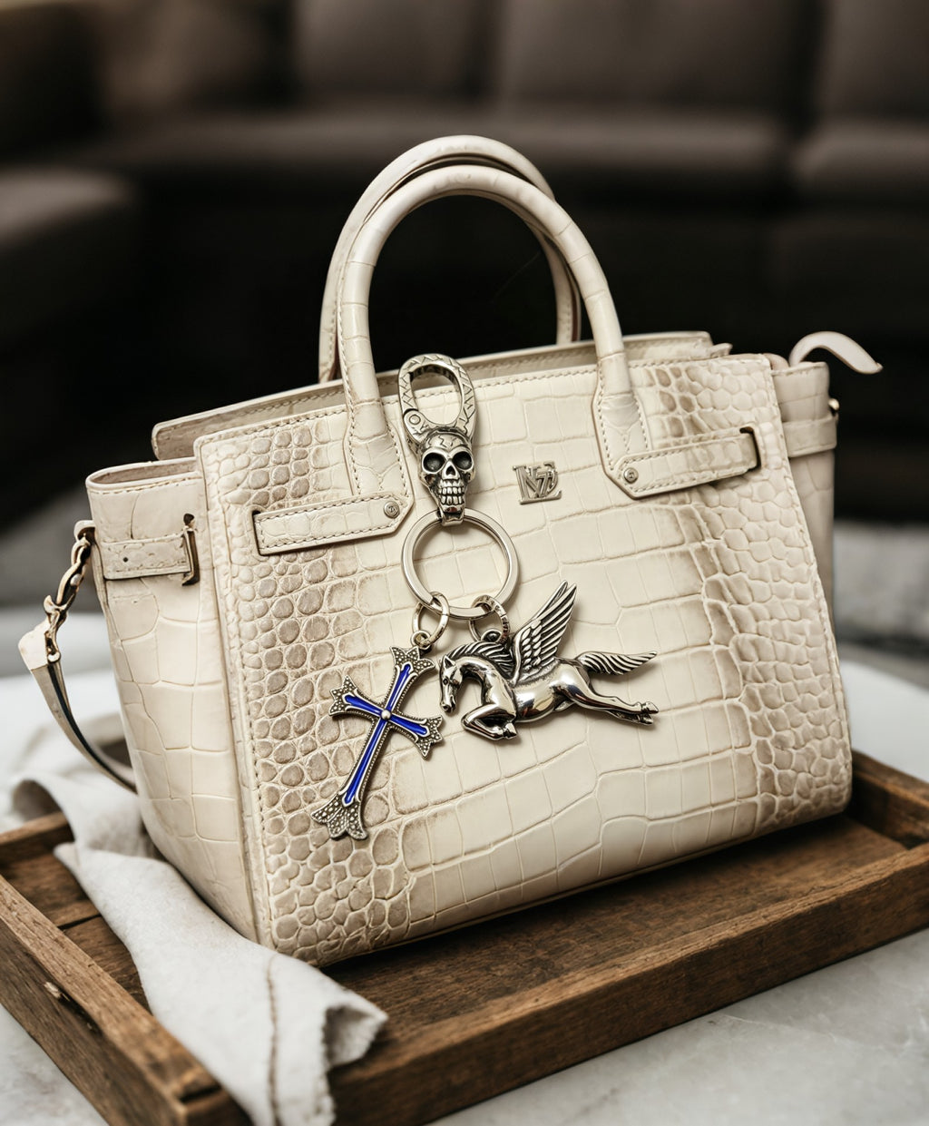 Chrome Hearts Blue Cross Pegasus Bag Charm - album image 4