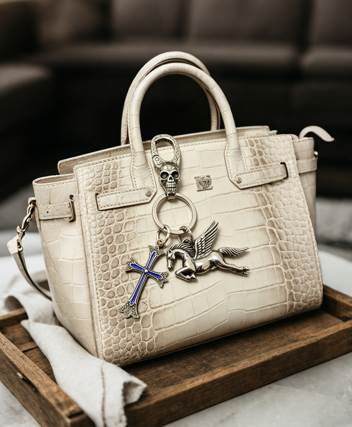 Chrome Hearts Blue Cross Pegasus Bag Charm - album image 4