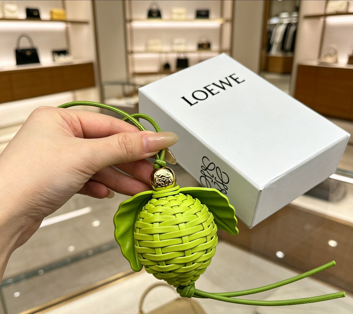 Loewe Lime-Green Woven Fruit Bag Charm - product image 1